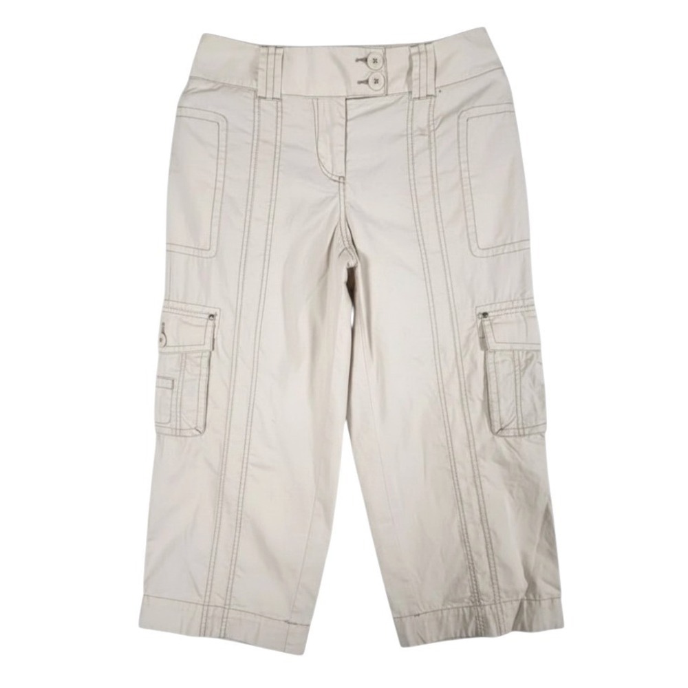 VTG Y2K CABI 768 Beige Khaki CARGO UTILITY PANTS Cropped Slouchy Baggy Grunge 8